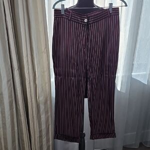 Women's Burgundy Pinstripe Capris